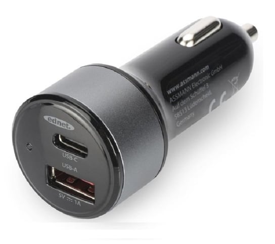 Ładowarka samochodowa EDNET, 1 A, USB/USB-C Ednet