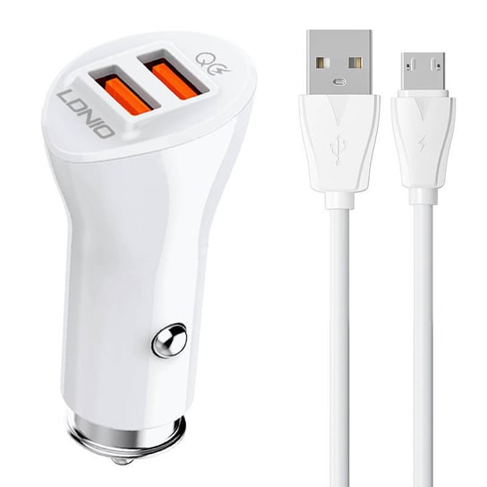 Ładowarka samochodowa, LDNIO C511Q 2USB + kabel MicroUSB LDNIO