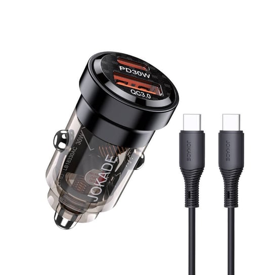 Ładowarka Samochodowa PD30W + QC3.0 5V/5A (1x USB, 1x USB-C) + Kabel (USB-C - USB-C) Jokade Haole Smart Dual Port Car Charger Set (JH023) czarny Inna marka