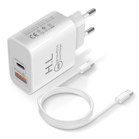 Ładowarka samochodowa USB / USB-C 18W Zasilanie Q.C 3.0 Kabel USB-C Biały Avizar