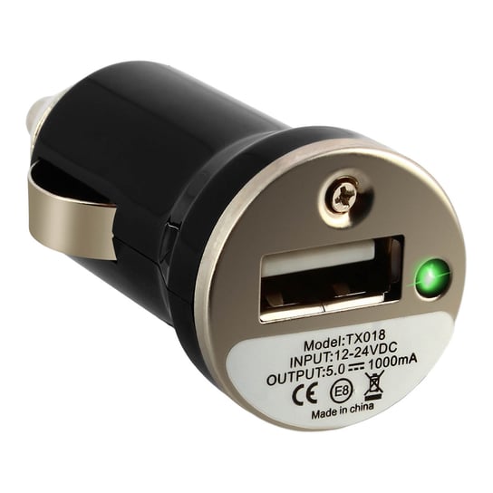 Ładowarka samochodowa zapalniczki samochodowej Port USB do smartfona Wskaźnik LED - czarny Avizar