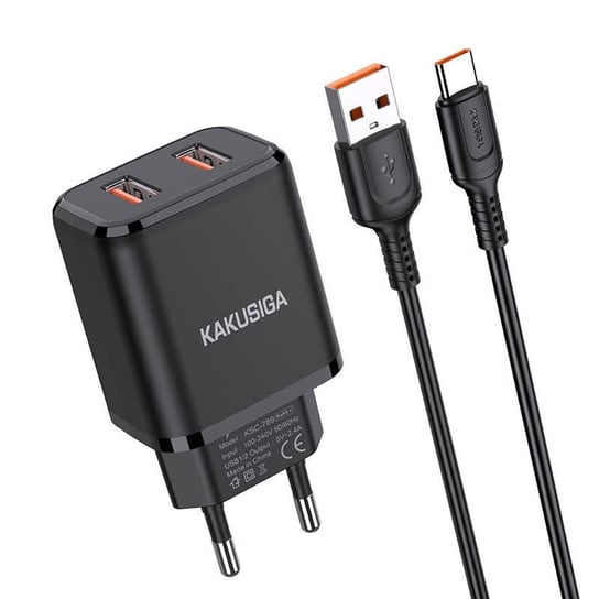 Ładowarka Sieciowa 2,4A 2x USB + Kabel USB - Lightning KAKUSIGA KSC-793 czarna Inna marka