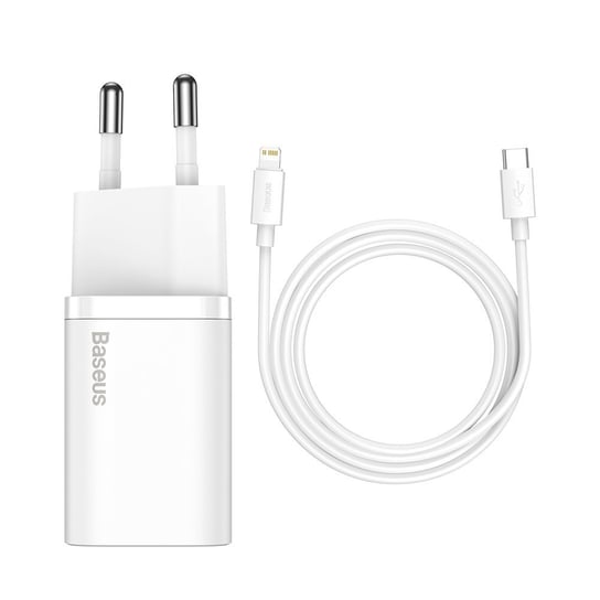 Ładowarka sieciowa Baseus Apple USB C do Apple 6,9 mA 20 V do iPhone 7| 8 | 11| 12 |13 | 14 | PRO | MAX biały + Kabel USB C na Lightning Baseus