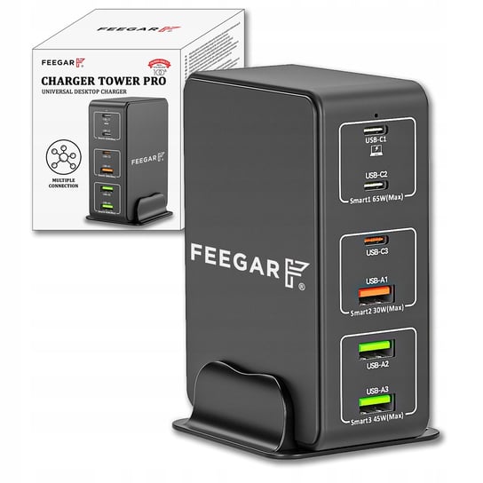 Ładowarka sieciowa Feegar Tower PRO 140W 6x USB Typ-C PD QC3.0 Feegar
