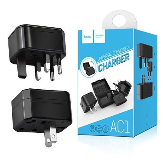 Ładowarka sieciowa Konwerter 4w1 EU/US/UK/AU podróżny uniwersalny adapter przejściówka HOCO AC1 Universal Converter Charger czar HOCO.