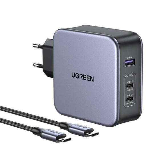 Ładowarka sieciowa UGREEN CD289, 2x USB-C, 1x USB-A, GaN, 140W, Kabel 2m (Czarna) uGreen