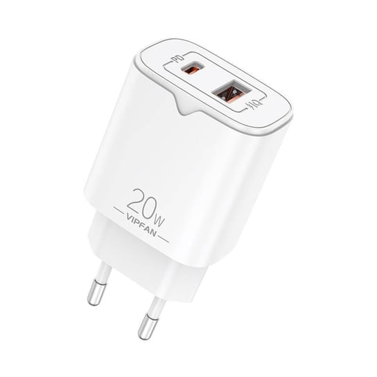 Ładowarka sieciowa VFAN E08, USB + USB-C, 20W PD + QC 3.0 (biała) Inna marka