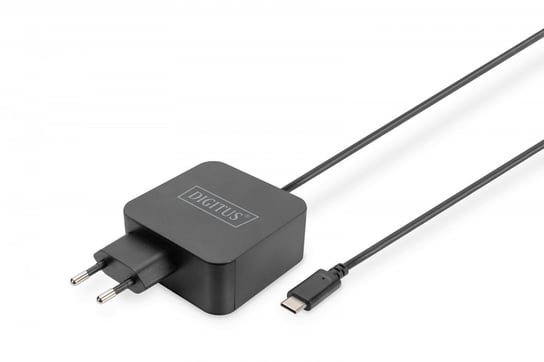 Ładowarka sieciowa zasilacz 1x USB-C PD 3.0 max. 65W zintegrowany kabel 1,2m Czarna Digitus