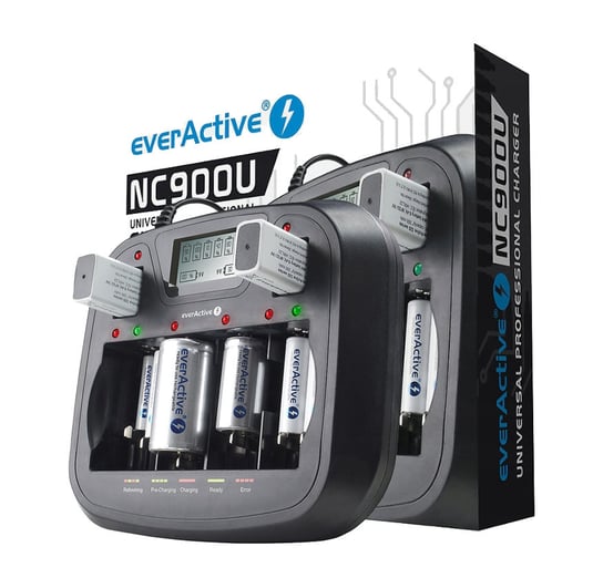 ŁADOWARKA UNIWERSALNA BATERII na AKUMULATORKI R3 R6 9V R20 R14 Ni-MH USB EverActive