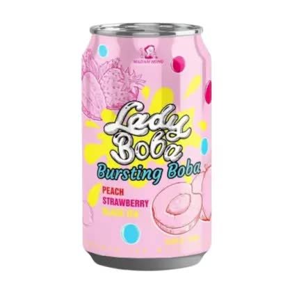 Lady Boba Bubble Tea Peach Strawberry 320ml Madam Hong