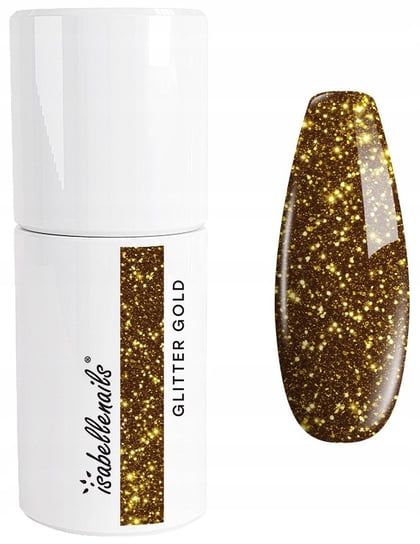 LAKIER HYBRYDOWY 353. GLITTER GOLD ISABELLENAILS ZŁOTY Z BROKATEM DROBINKAM Isabellenails