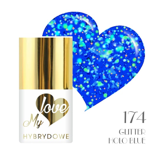 Lakier Hybrydowy Mylove UV/Led 174 Glitter Holo Blue SUNFLOWER