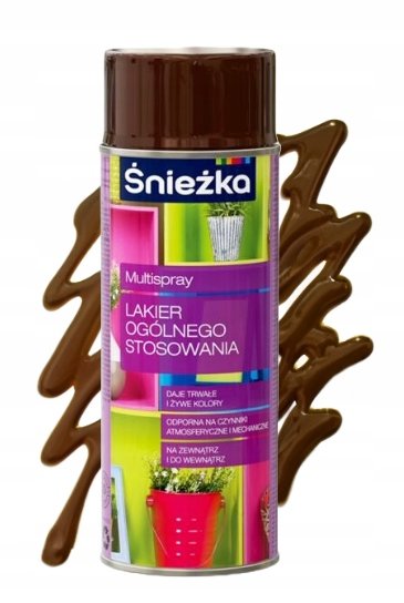 Lakier w sprayu brązowy z połyskiem Śnieżka 400 ml Śnieżka