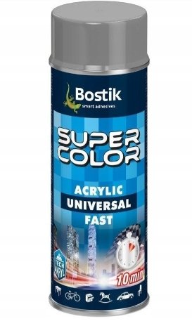 Lakier w sprayu uniwersalny Super Color Acrylic 400 ml szary Bostik