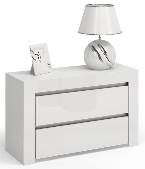 Lakierowana szafka nocna ELIOR, Naria 5X, biały, 40x57x80 cm Elior