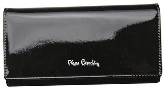 Lakierowany portfel damski ze skóry naturalnej z tylną kieszonką na suwak Pierre Cardin