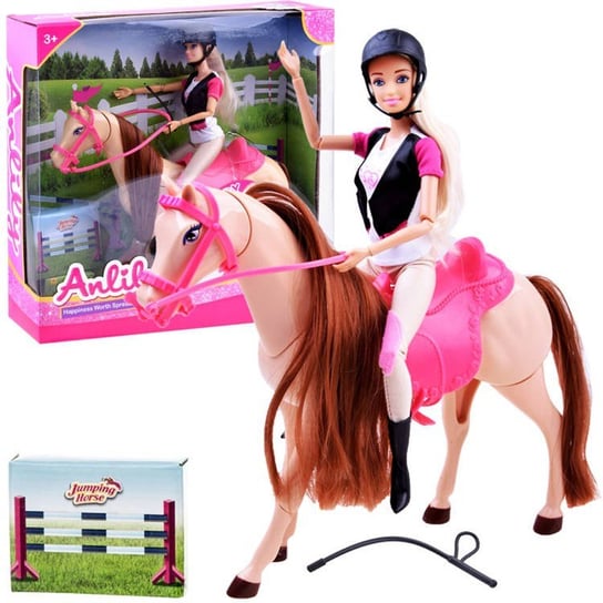 Lalka Anlily Dżokejka z koniem chodzący koń ZA2454 Inna marka