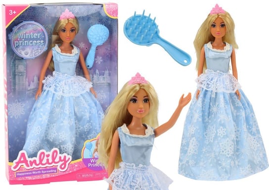 Lalka Anlily Królowa Lodu Niebieska Sukienka w Śnieżki Szczotka Lean Toys