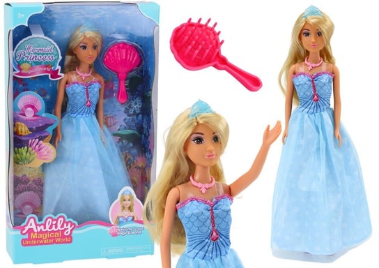 Lalka Anlily Syrenia Księżniczka Niebieska Sukienka Szczotka Lean Toys