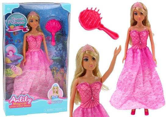 Lalka Anlily Syrenia Księżniczka Różowa Sukienka Szczotka Lean Toys
