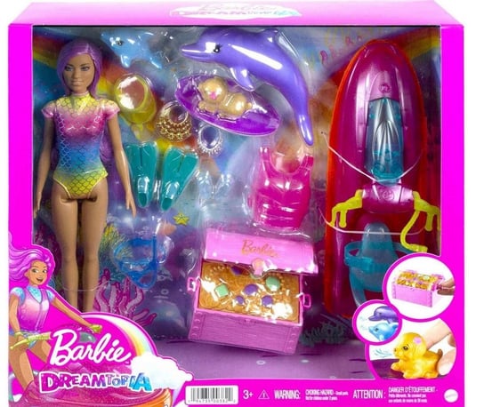 Lalka Barbie Dreamtopia Zestaw Lalka I Skuter Wodny, Piesek, Delfinki Barbie
