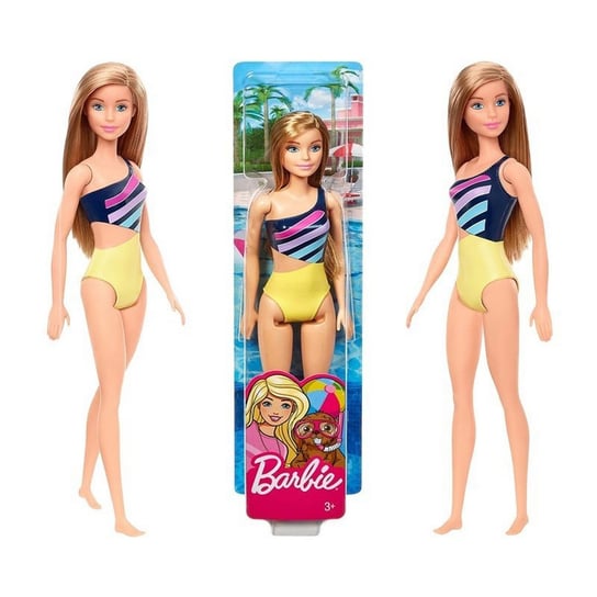 Lalka Barbie Plażowa W Kolorowym Stroju Kąpielowym Mattel Mattel