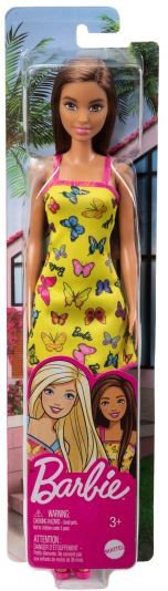 Lalka Barbie Szykowna Brunetka W Żółtej Sukience W Motylki Mattel