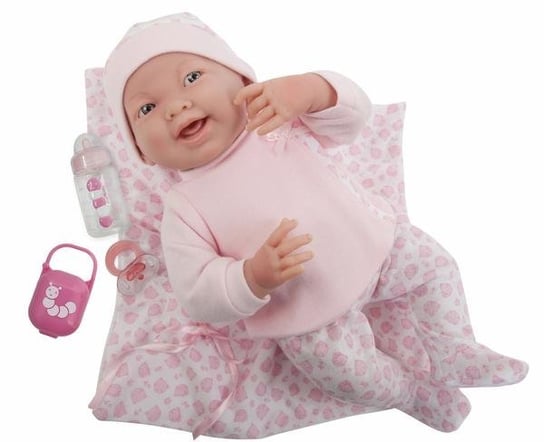 Lalka Bobas W Różowej Piżamce + Kocyk, Smoczek I Butelka - La Newborn Berenguer