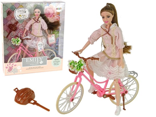 Lalka Dla Dzieci Emily Różowy Rower Kask Kwiat Import LEANToys Inna marka