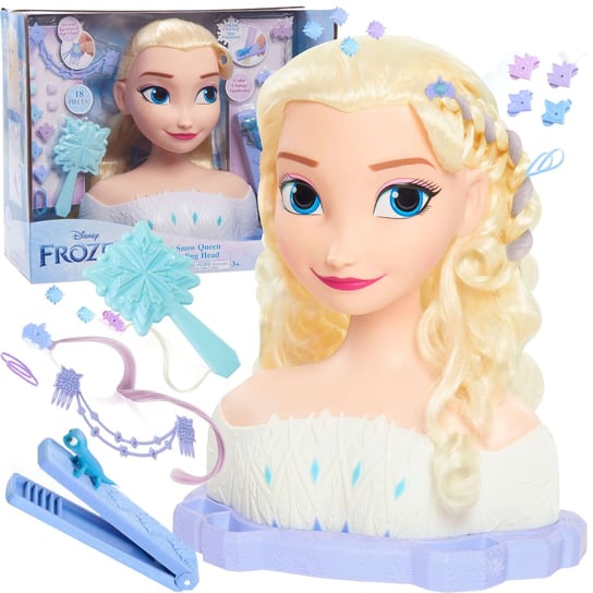 Lalka Duża Głowa Do Czesania I Stylizacji Włosów Deluxe Księżniczka Disney Elsa Kraina Lodu +Akcesoria Just Play
