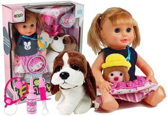 Lalka Dziewczynka z Pieskiem Zestawem Lekarskim i Dźwiękiem Lean Toys