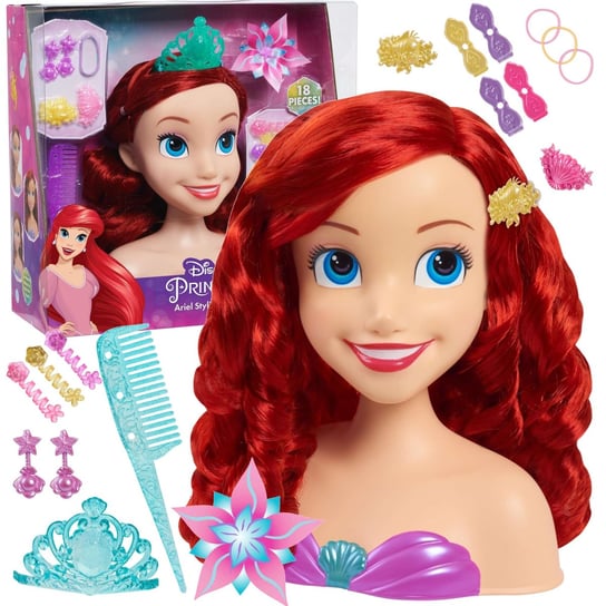 Lalka Głowa Do Stylizacji Czesania Włosów Księżniczka Disney Mała Syrenka Ariel Arielka Fryzjer + Akcesoria Just Play