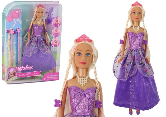 Lalka Księżniczka Purpurowa Sukienka Zestaw Doczepianych Warkoczyków Inna marka