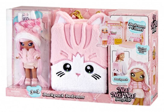 Lalka Na! Na! Na! Surprise Backpack Bedroom Seria 3, Pink Kitty MGA