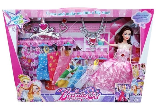 Lalka Typu Barbie Beauty Set Osiem Sukienek Diadem Naszyjnik 7820 Gazelo