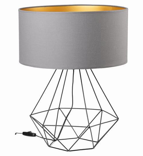 Lampa biurkowa stołowa NOCNA LOFT maxi ABAŻUR szary złoty Tornado