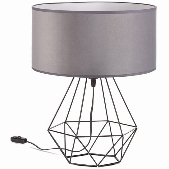 Lampa biurkowa stołowa NOCNA maxi ABAŻUR WELUR szary Tornado
