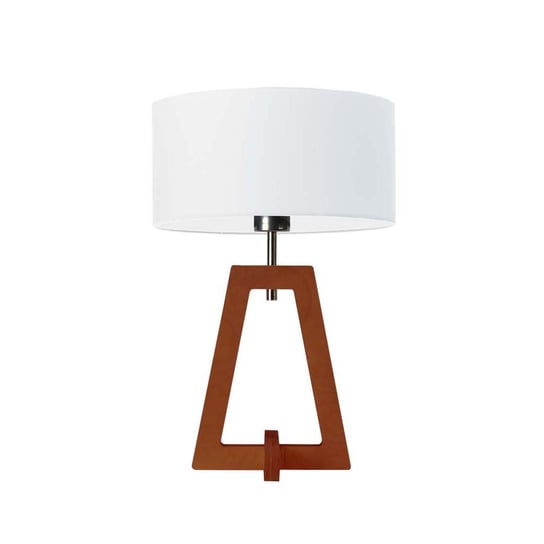 Lampa biurowa do salonu z abażurem w kolorze białym Clio, biała, mahoniowa, E27, 47x30 cm LYSNE