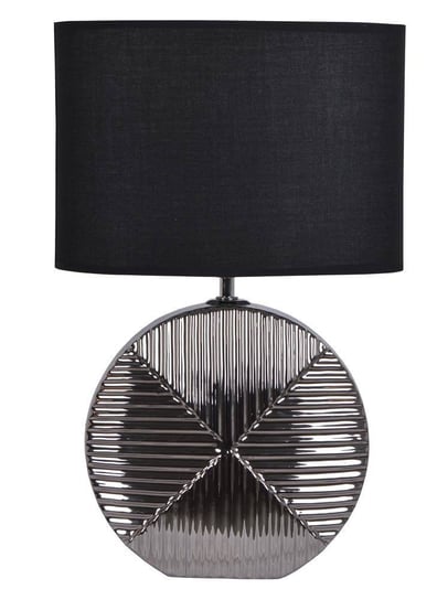 Lampa  ceramiczna srebrna z czarnym abażurem okrągła Inna marka
