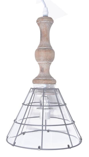 Lampa drewniano metalowa szklany klosz stożek Inna marka