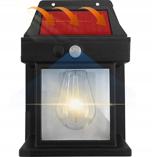 Lampa Kinkiet Solarna Zewnętrzna Elewacyjna LED plus Żarówka ASATO