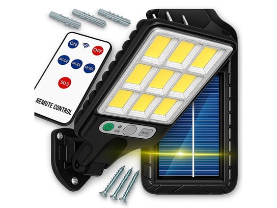Lampa Latarnia Solarna Uliczna Led Cob Z Czujnikiem Ruchu Zmierzhu + Pilot PrzydaSie.pl