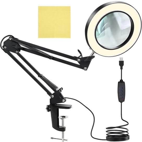Lampa LED Kosmetyczna Lupa Lampka Kreślarska Biurkowa Szkło Powiększające IZOXIS ISO TRADE