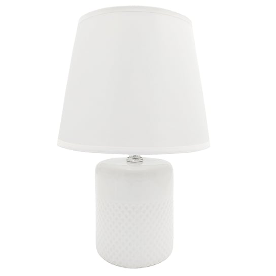 Lampa nocna nowoczesna biała z białym kloszem stołowa glamour 28 cm Inna marka