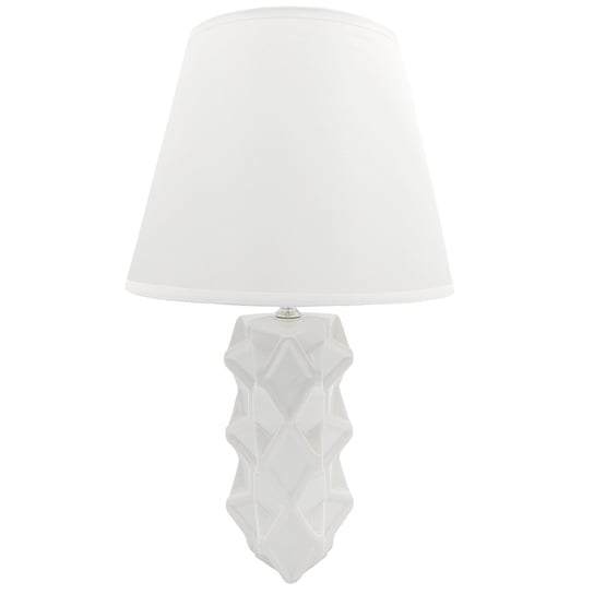 Lampa nocna nowoczesna biała z białym kloszem stołowa glamour 40 cm Inna marka