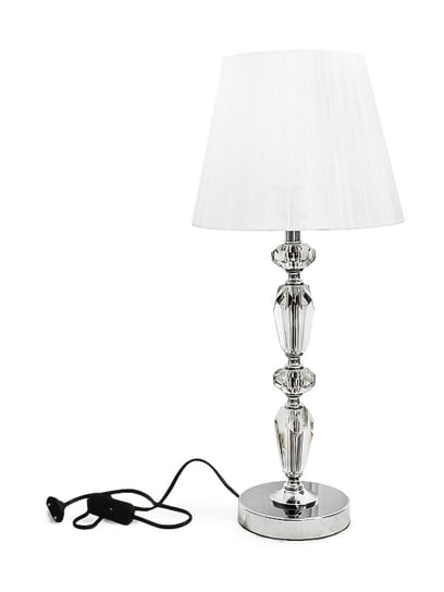 Lampa nocna stołowa glamour srebrno-biała 61-264 Sofer