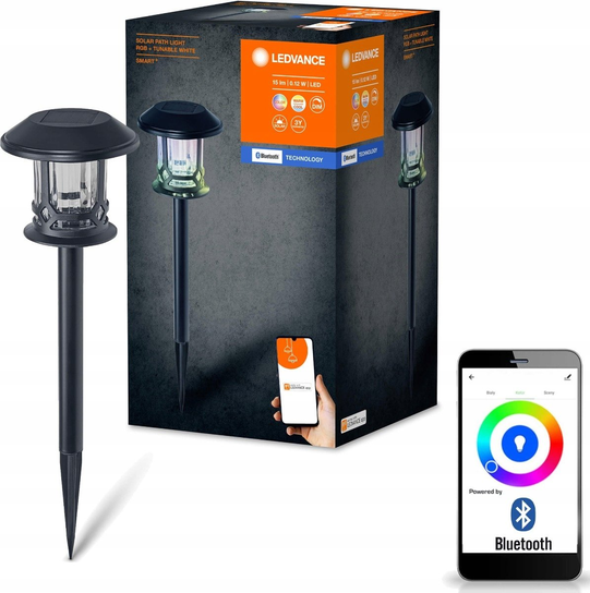 Lampa Ogrodowa Inteligentna Solarna Wbijana CCT + RGB IP44 SMART+ ...