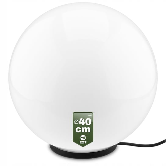 Lampa Ogrodowa KULA BIAŁA 40CM NAZIEMNA do LED E27 ZEWNĘTRZNA IP65 UV Lumiled