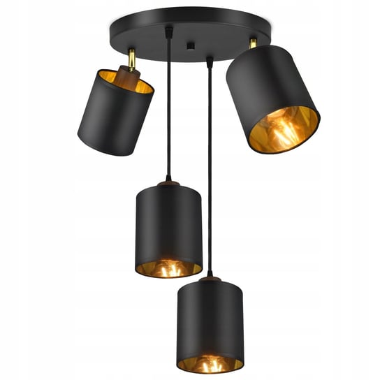 Lampa Plafon Żyrandol Ruchome Abażury Czarny Złoty Luxolar