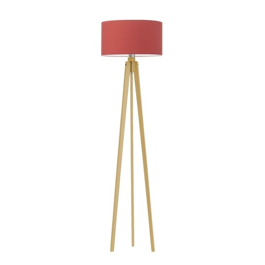 Lampa podłogowa LYSNE Miami, 60 W, E27, czerwono-dębowa, 148x40 cm LYSNE